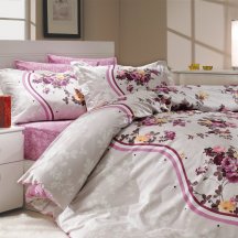 Свадебное постельное белье из поплина «SUSANA» лилового цвета, семейное
