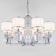 Люстра Китай Eurosvet Zaffiro 10099/8 хром/прозрачный хрусталь Strotskis (новый абажур)