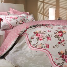 Оригинальное розовое постельное белье «SUSANA», евро размер, поплин