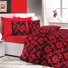 Натуральное семейное постельное белье «AVANGARDE», черно-красное, сатин