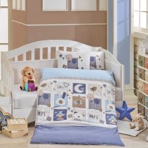 Синее постельное белье «SWEET HOME» из поплина, детское для новорожденных