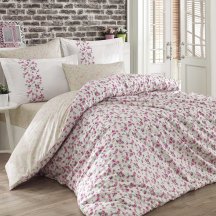 Натуральное белое постельное белье с цветочным узором «LUISA» из поплина, полутороспальное