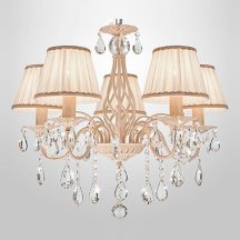 Подвесная люстра в гостиную Eurosvet  10054/5 белый с золотом/прозрачный хрусталь Strotskis