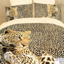 Прикольное постельное белье евро стандарта сатин 2 наволочки (леопард)