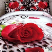 Необычное полуторное постельное белье сатин (роза на леопарде)