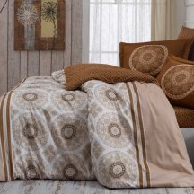 Красивое бежевое постельное белье из сатина «SILVANA», семейное