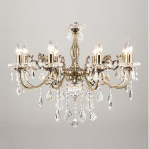 Подвесная люстра для гостиной Eurosvet 3281 3281/8 античная бронза/прозрачный хрусталь Strotskis