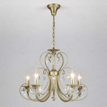 Подвесная люстра Eurosvet Alda 3305/5 латунь/прозрачный хрусталь Strotskis a072114