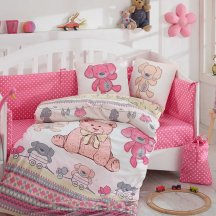 Розовое постельное белье для детей «TOMBIK» из поплина для новорожденных