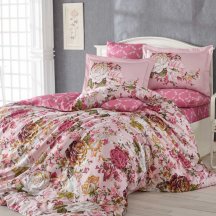 Необычное постельное белье «ROSANNA» розового цвета, сатин, семейное