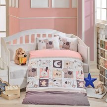 Персиковое постельное белье «SWEET HOME» из поплина, детское для новорожденных