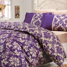 Двухцветный полуторный комплект постельного белья из поплина «AVANGARDE», фиолетовый и беж
