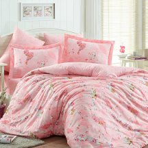 Свадебное постельное белье «MYSTERY» розового цвета, сатин, евро