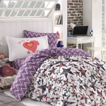 Красивое лиловое постельное белье из поплина «CARMEN» с принтом звезд, полутороспальное