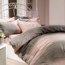 Красивое кремовое постельное белье из поплина «ESTELA» с рисунком под натуральную кожу, полутороспальное