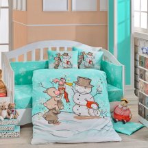Мятное постельное белье с одеялом «SNOWBALL» для детей, поплин для новорожденных