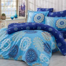 Семейный комплект постельного белья «OTTOMAN», сатин, голубой