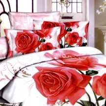 Кпб сатин 1,5 спальный (букет красных роз)