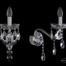Бра в спальню Bohemia Ivele Crystal 1415 1415B/1/200/XL/Ni