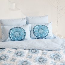 Голубое постельное белье из поплина «SILVANA», семейное, красивое