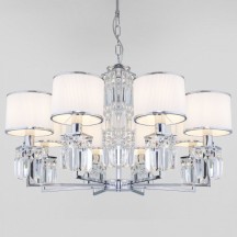 Подвесная люстра Eurosvet Zaffiro 10099/8 хром/прозрачный хрусталь Strotskis (новый абажур)