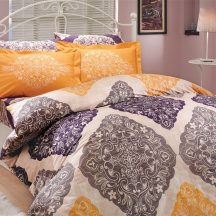 Красивое двуспальное постельное белье «AMANDA» из поплина, фиолетовое
