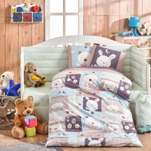 Фиолетово-голубое постельное белье из поплина «SNOOPY» с одеялом, детское