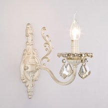 Бра классическое Eurosvet Элиша 3281/1 белый с золотом/тонированный хрусталь Strotskis