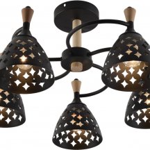 Люстра для натяжного потолка Reluce  01515-0.3-05 BK+WOOD