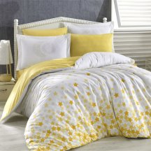 Натуральное постельное белье желтого цвета «STAR'S», поплин, евро размер