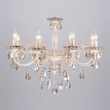 Китайская люстра Eurosvet 3281 3281/8 белый с золотом/тонированный хрусталь Strotskis