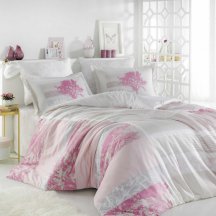 Светлое розовое постельное белье «ELSA» из сатина, евро