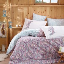 Комплект постельного белья из поплина «GIULIA» с восточным узором, лиловый, евро, светлое
