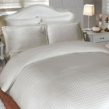 Красивое кремовое постельное белье «DIAMOND HOUNDSTOOTH» из бамбука, евро