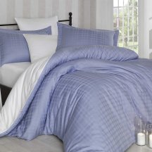 Оригинальное бело-синее постельное белье евро размера «EKOSE», сатин-жаккард
