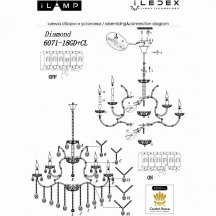 Подвесная люстра Diamond 6071-18 GD+CL