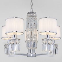 Люстра из Китая Eurosvet Zaffiro 10099/5 хром/прозрачный хрусталь Strotskis (новый абажур)