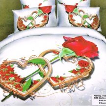 Семейное постельное белье сатин 2 наволочки (два сердца и роза), светлое