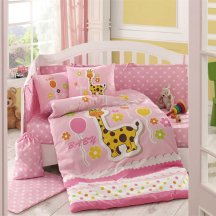 Детское постельное белье с покрывалом «PUFFY», поплин, розовое для новорожденных