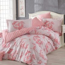 Свадебное постельное белье евро размера «VANESSA» из поплина, розовое