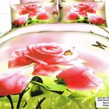 Натуральное полуторное постельное белье сатин TS01-59A-50 (роза и бабочка)