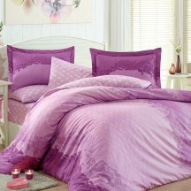 Фиолетовое постельное белье «FILOMENA» из сатина, евро, красивое