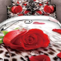 Семейное постельное белье сатин 2 наволочки (роза на леопарде), необычное