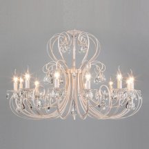 Подвесная люстра в гостиную Eurosvet  3305/12 белый с золотом/прозрачный хрусталь Strotskis