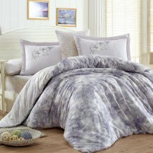 Необычное постельное белье из сатина «ROMINA», евро, лиловое