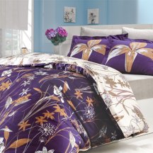 Прикольное постельное белье евро размера «CLARINDA» фиолетового цвета, поплин