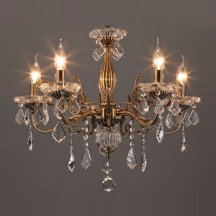 Люстра для натяжных потолков Eurosvet 3281 3281/5 античная бронза/прозрачный хрусталь Strotskis