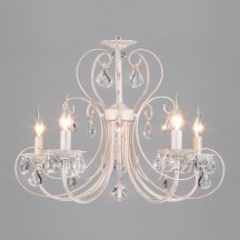 Люстра для натяжных потолков Eurosvet 3305 3305/5 белый с золотом/прозрачный хрусталь Strotskis