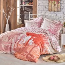 Розовое постельное белье с деревом, полуторка