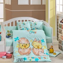 Детское постельное белье «LOVELY» бирюзового цвета, поплин для новорожденных